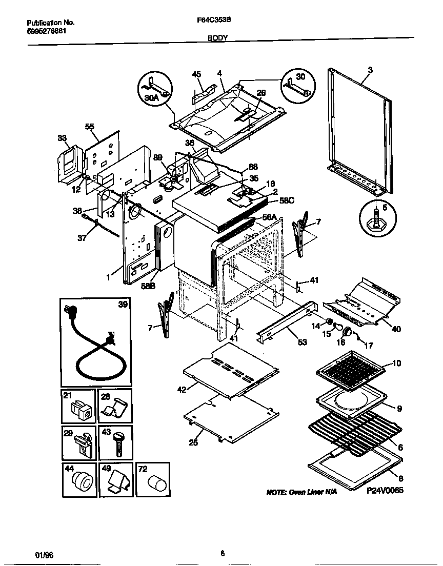 Frigidaire F64C353BSB body diagram