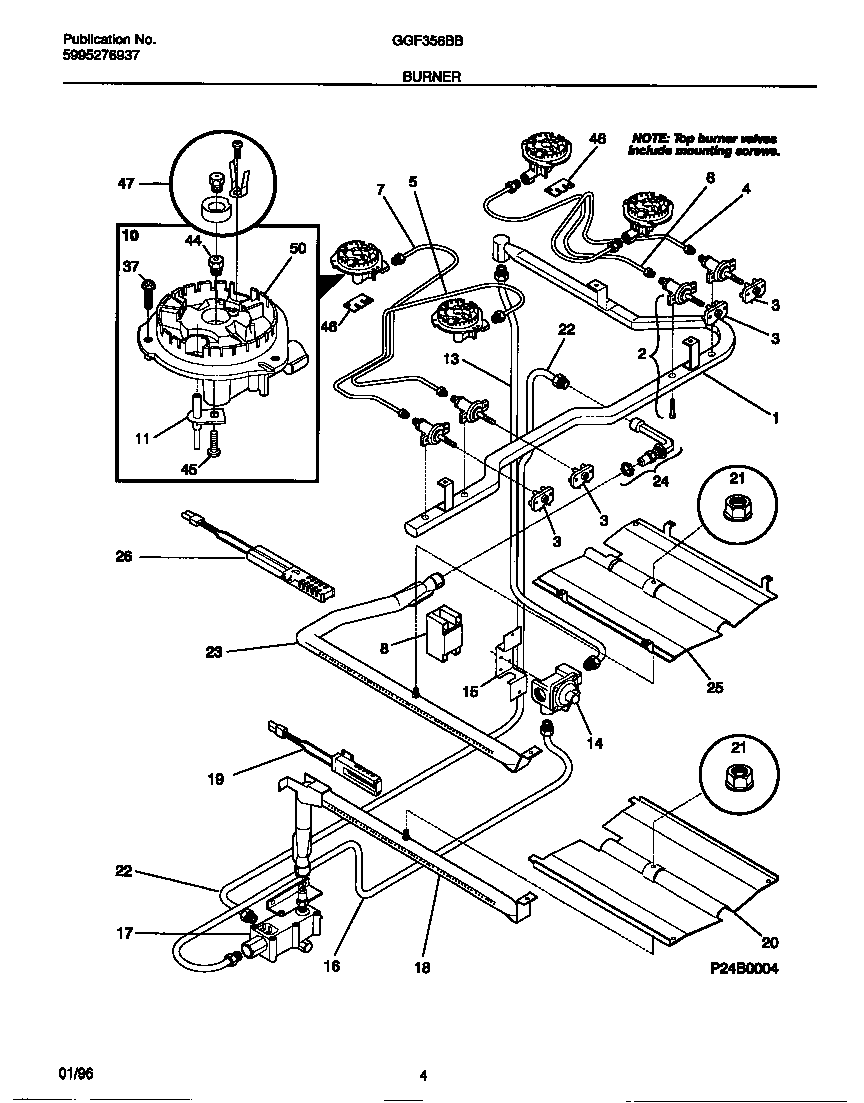 Gibson GGF356BBDE burner diagram