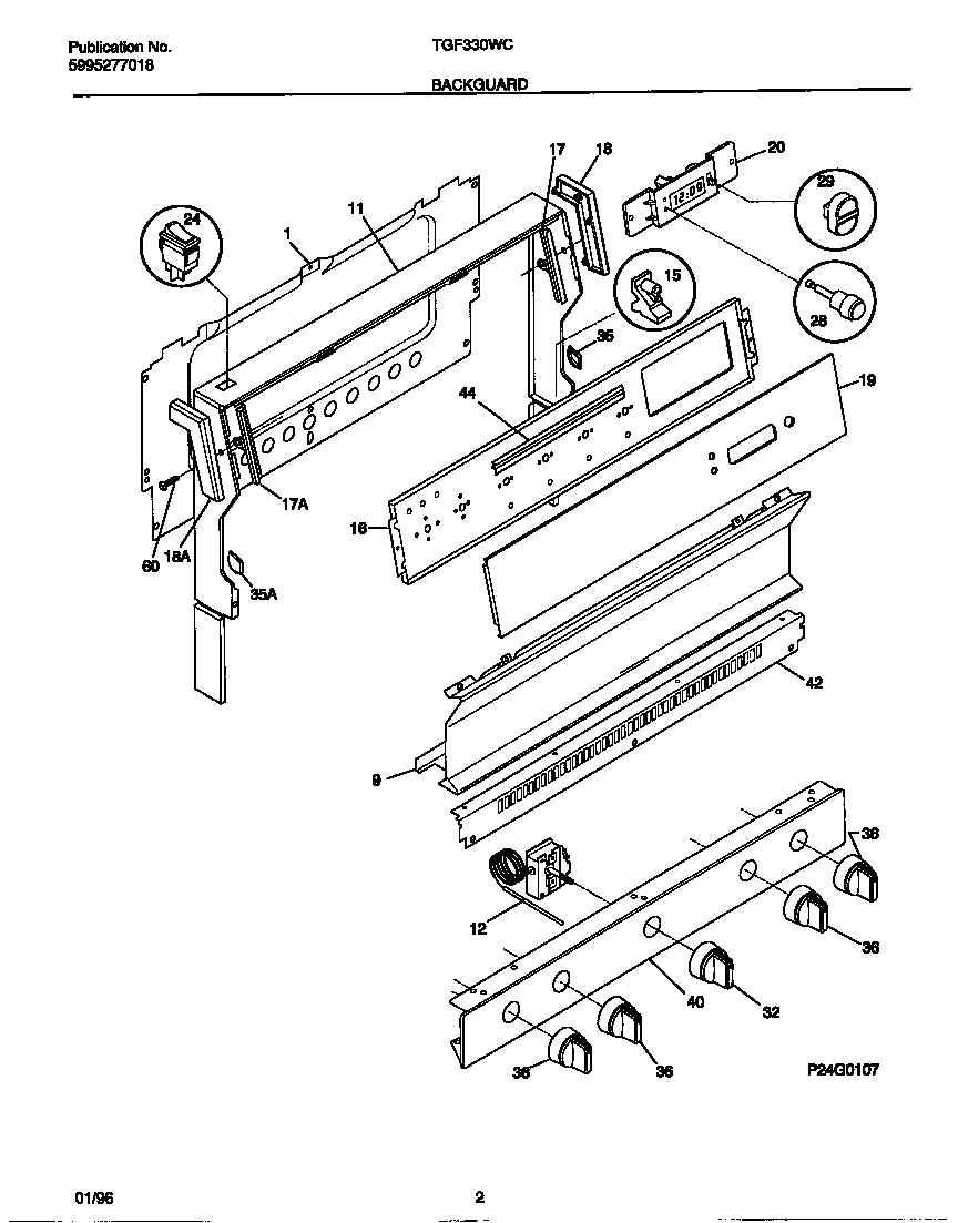 Tappan TGF330WCDB backguard diagram