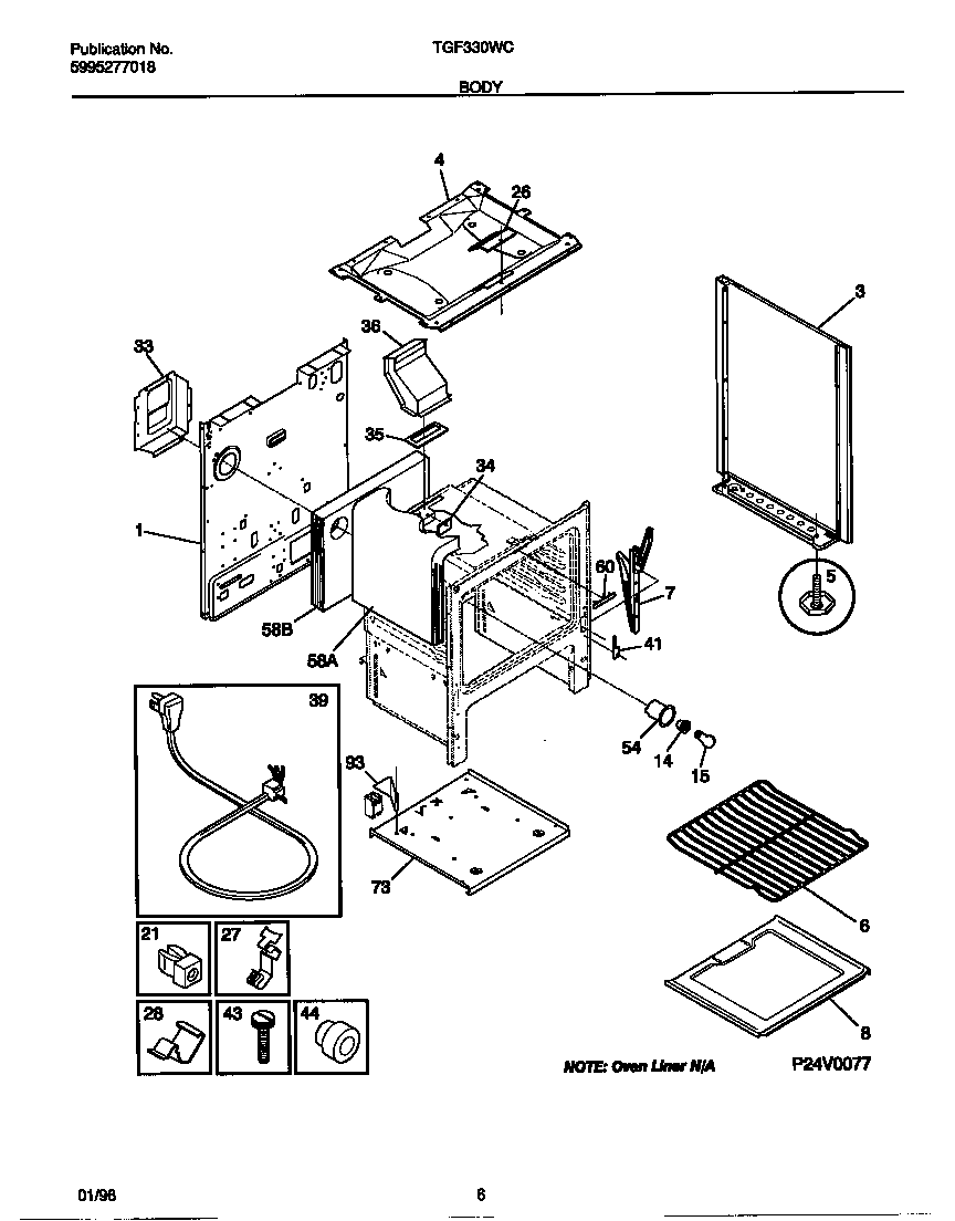 Tappan TGF330WCDB body diagram