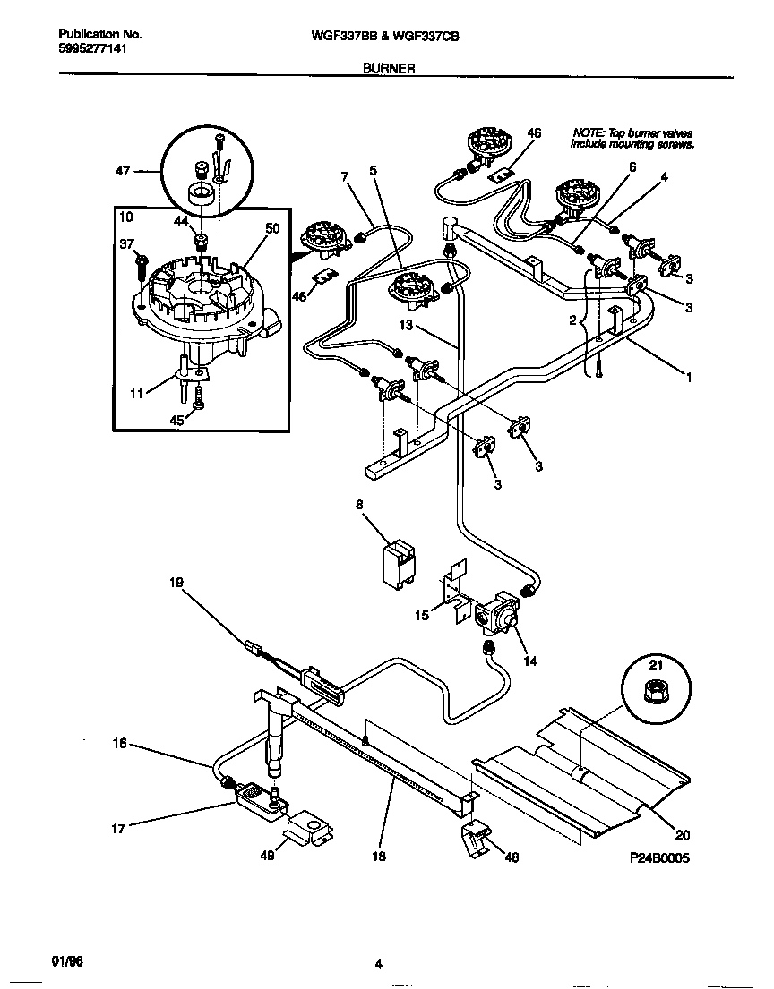 White-Westinghouse WGF337CBSB burner diagram