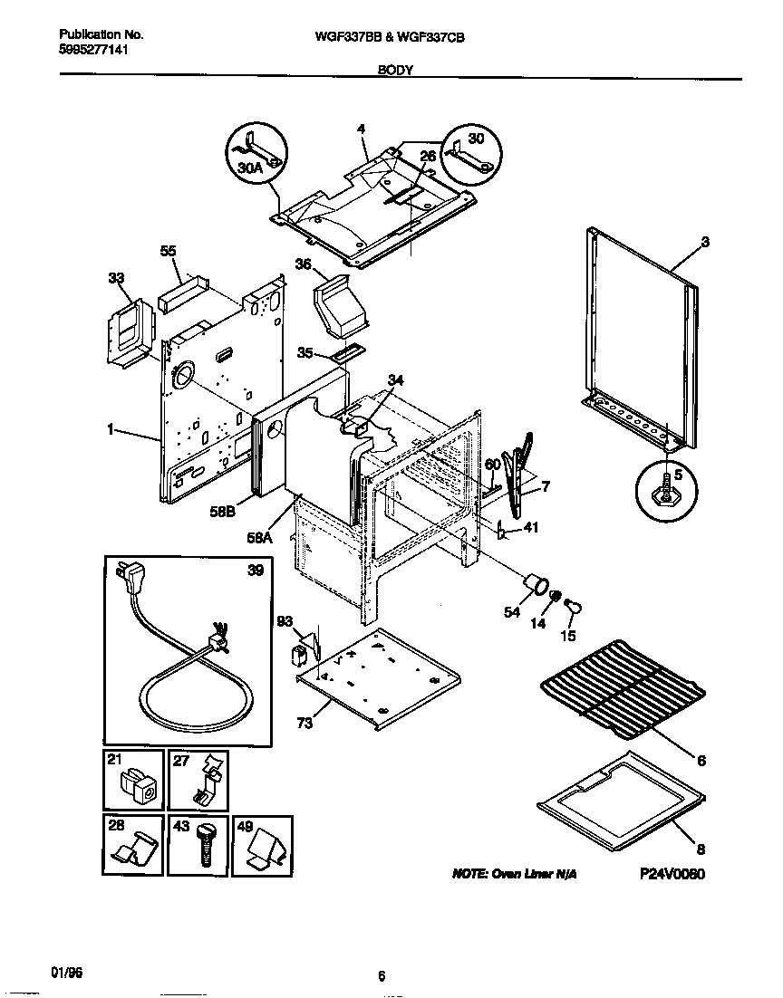 White-Westinghouse WGF337CBSB body diagram