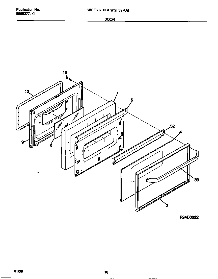 White-Westinghouse WGF337CBSB door diagram