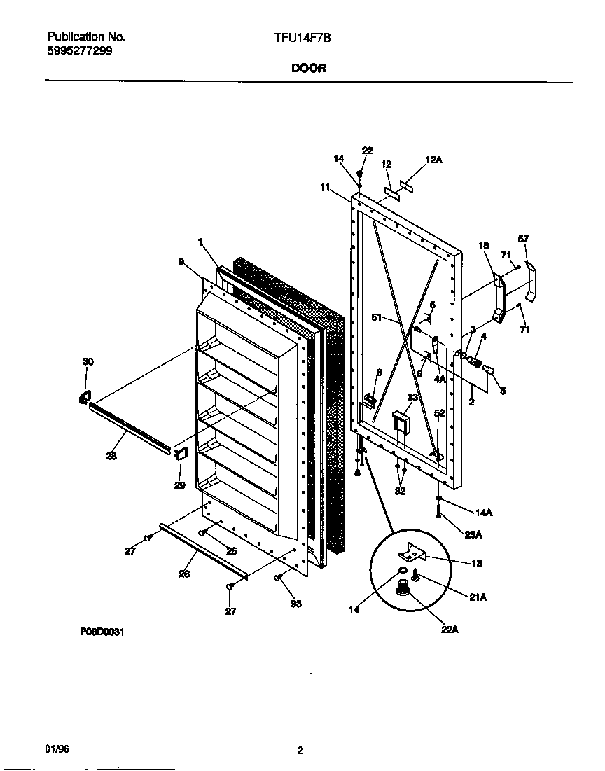 Tappan TFU14F7BW2 door diagram