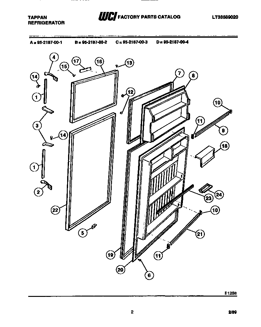 Tappan 95-2187-00-4 doors diagram