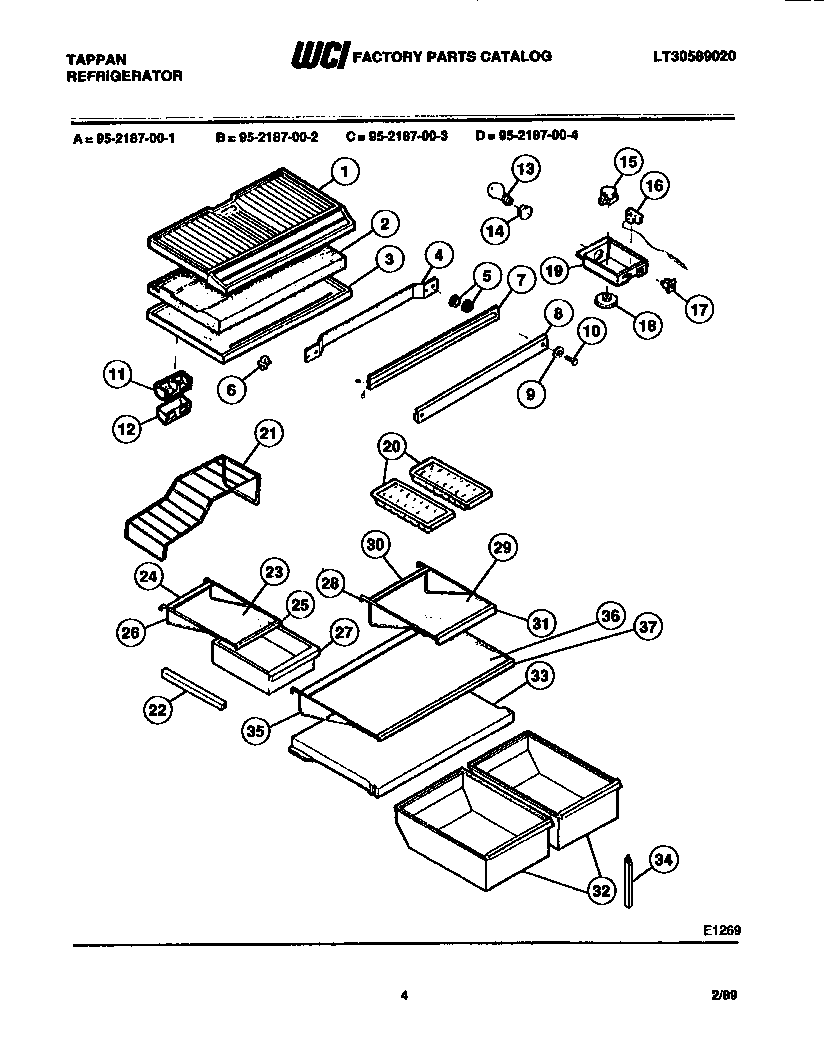 Tappan 95-2187-00-4 shelves diagram