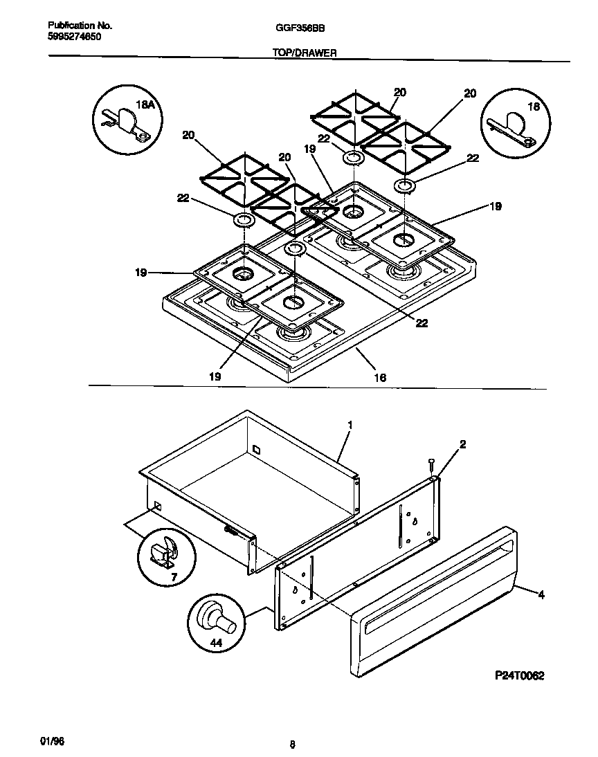 Gibson GGF356BBDD top/drawer diagram
