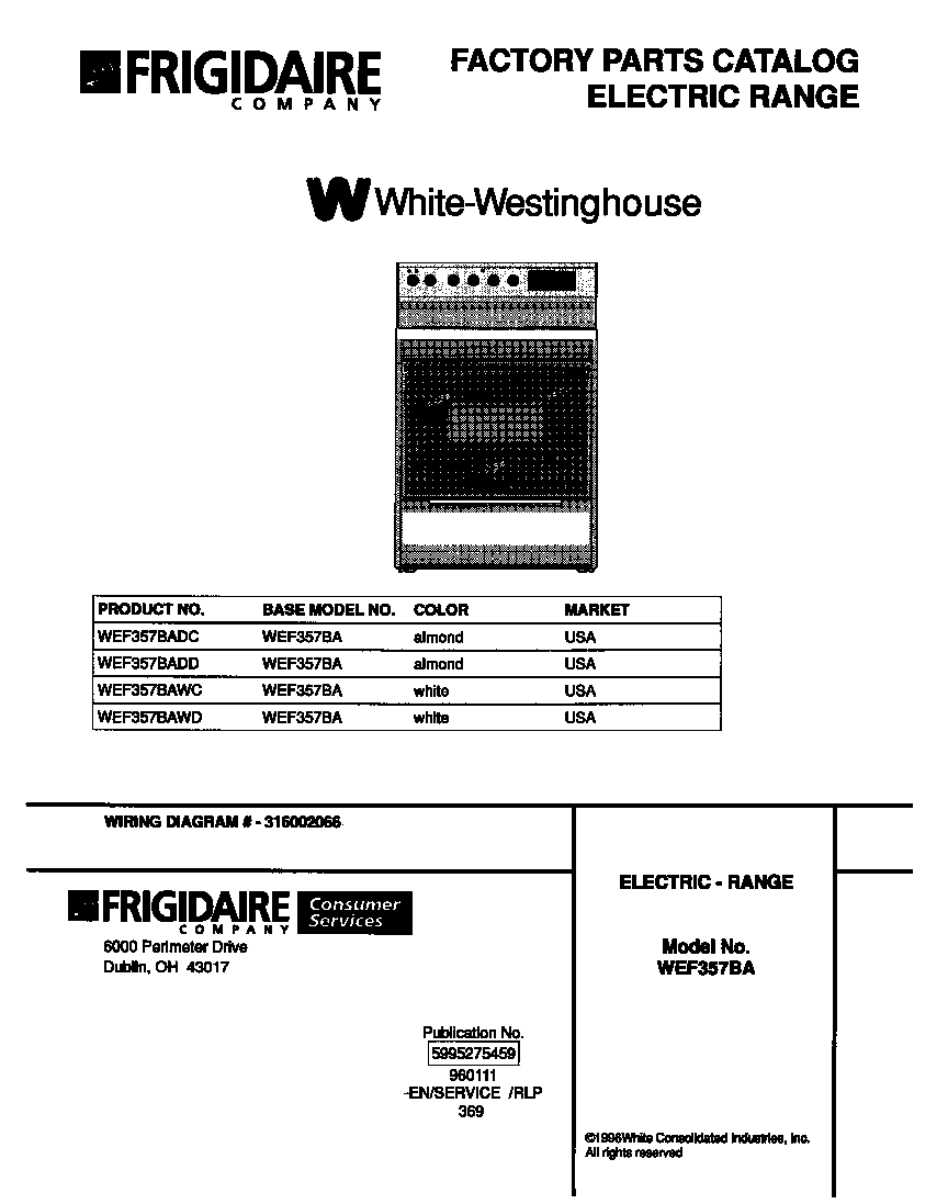 White-Westinghouse WEF357BADD cover diagram