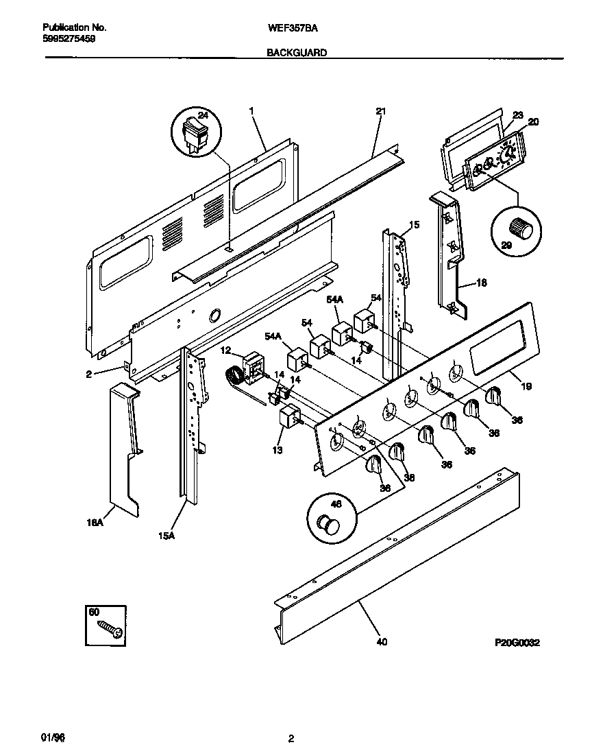 White-Westinghouse WEF357BADD backguard diagram