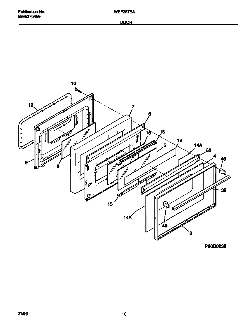 White-Westinghouse WEF357BADD door diagram