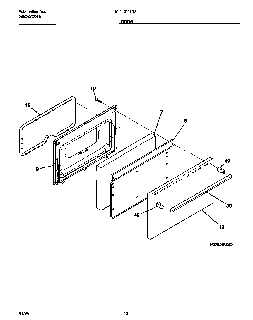 Universal/Multiflex (Frigidaire) MPF311PCWB door diagram
