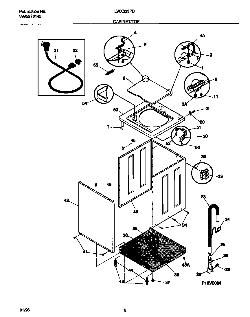 Gibson LWX333PBW0 cabinet/top diagram
