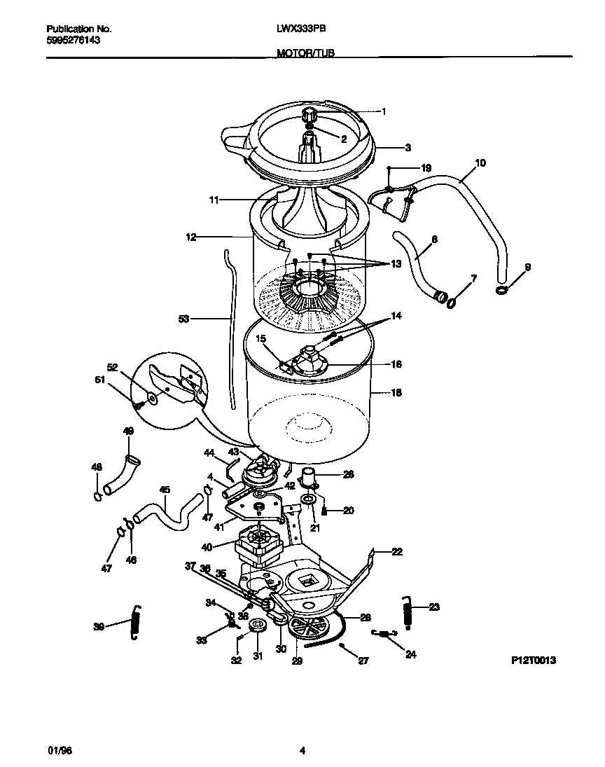 Gibson LWX333PBW0 motor/tub diagram