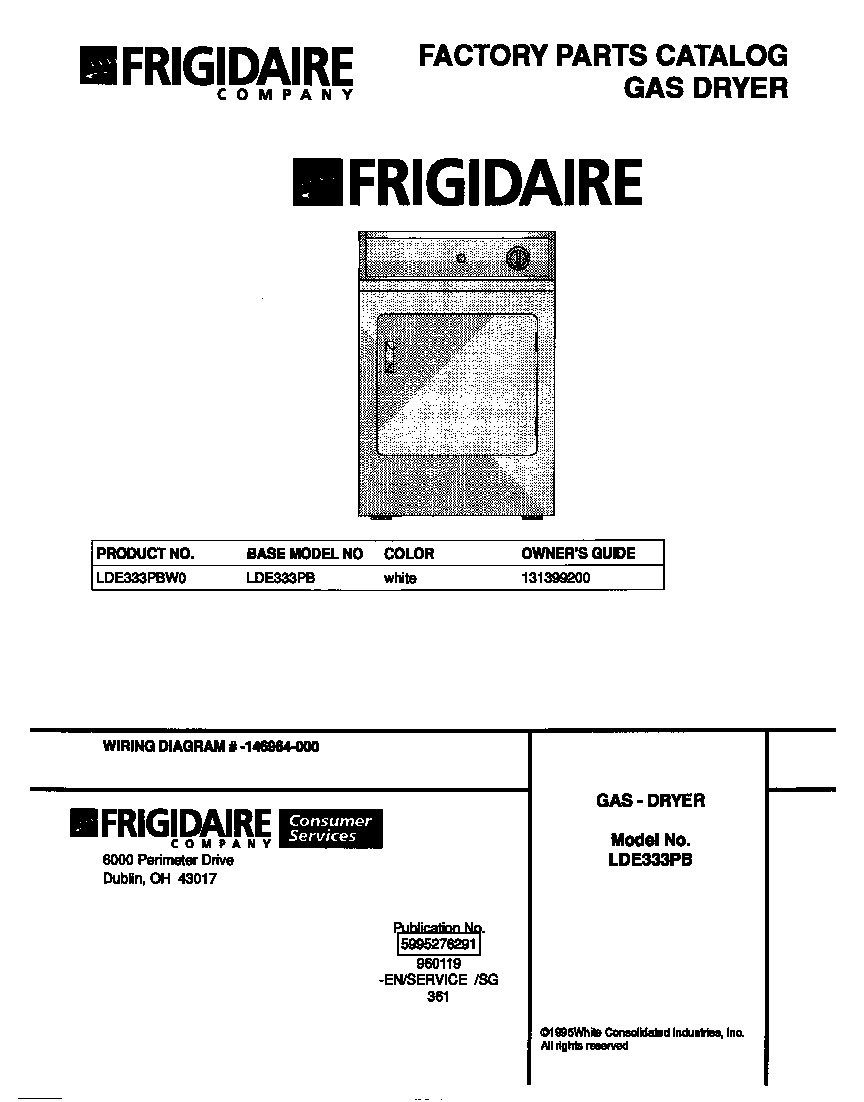 Frigidaire LDE333PBW0 cover diagram