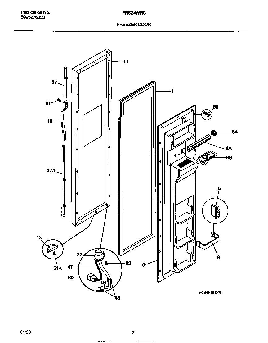 Frigidaire FRS24WRCD2 freezer door diagram