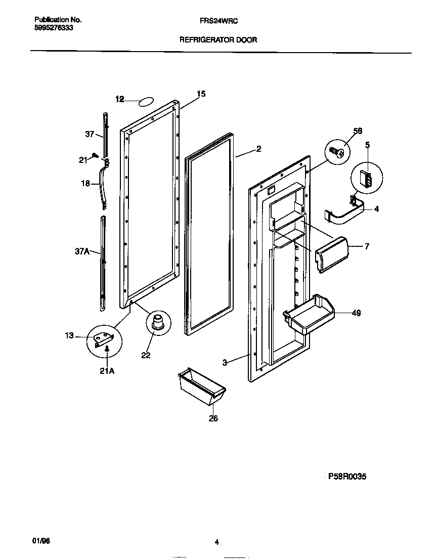 Frigidaire FRS24WRCD2 refrigerator door diagram