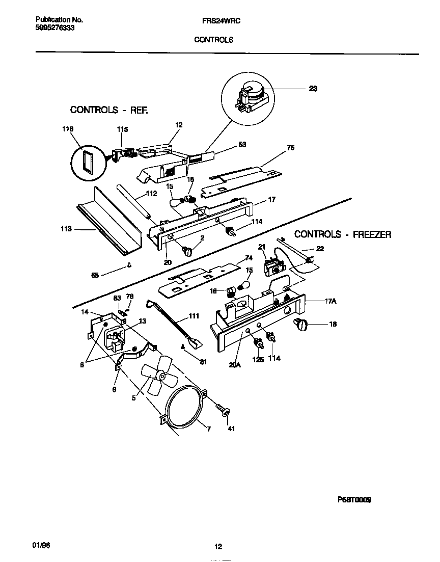 Frigidaire FRS24WRCD2 controls diagram