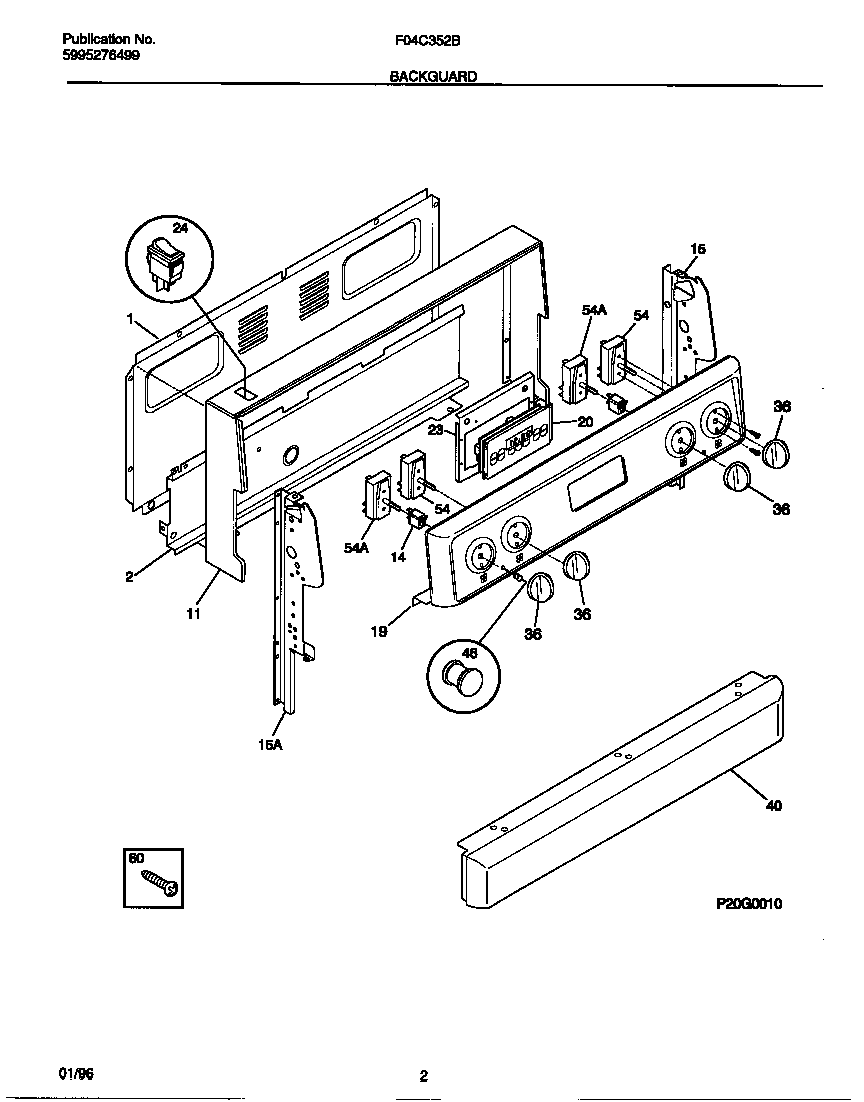 Frigidaire F04C352BTC backguard diagram