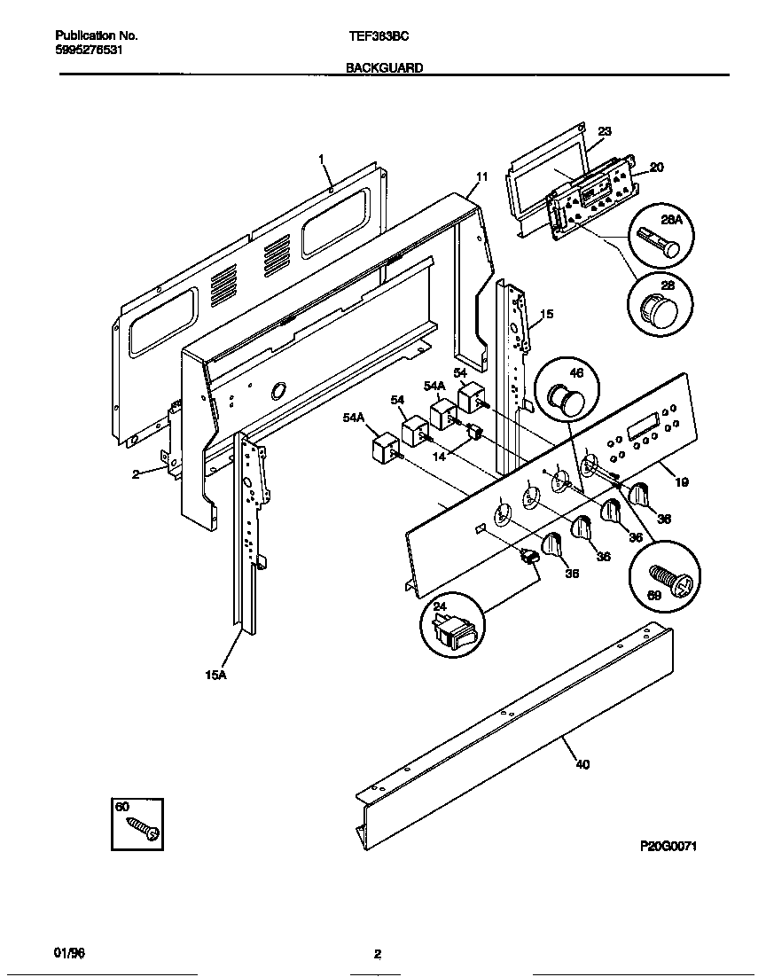 Tappan TEF383BCWB backguard diagram
