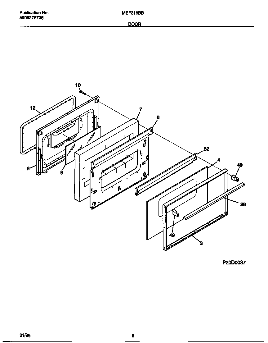 Universal/Multiflex (Frigidaire) MEF318BBDC door diagram
