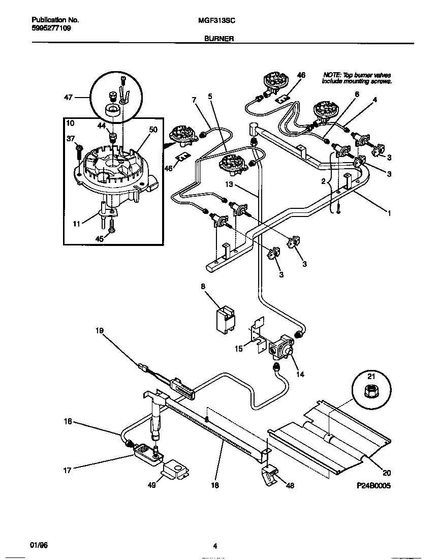 Universal/Multiflex (Frigidaire) MGF313SCDB burner diagram