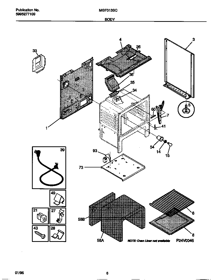 Universal/Multiflex (Frigidaire) MGF313SCDB body diagram