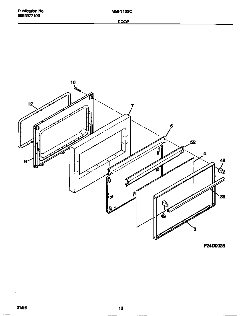 Universal/Multiflex (Frigidaire) MGF313SCDB door diagram