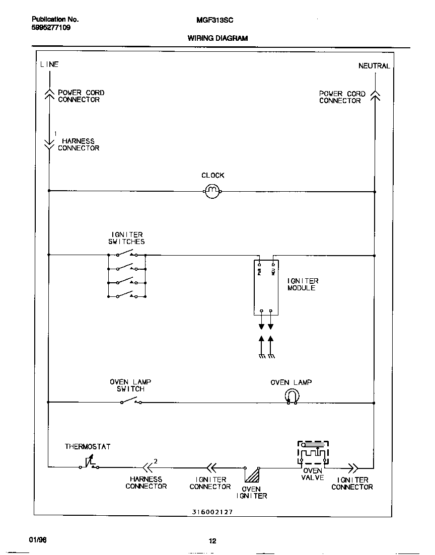Universal/Multiflex (Frigidaire) MGF313SCDB wiring diagram diagram