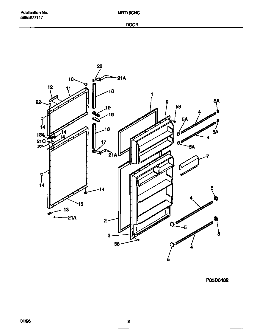 Universal/Multiflex (Frigidaire) MRT15CNCY2 door diagram