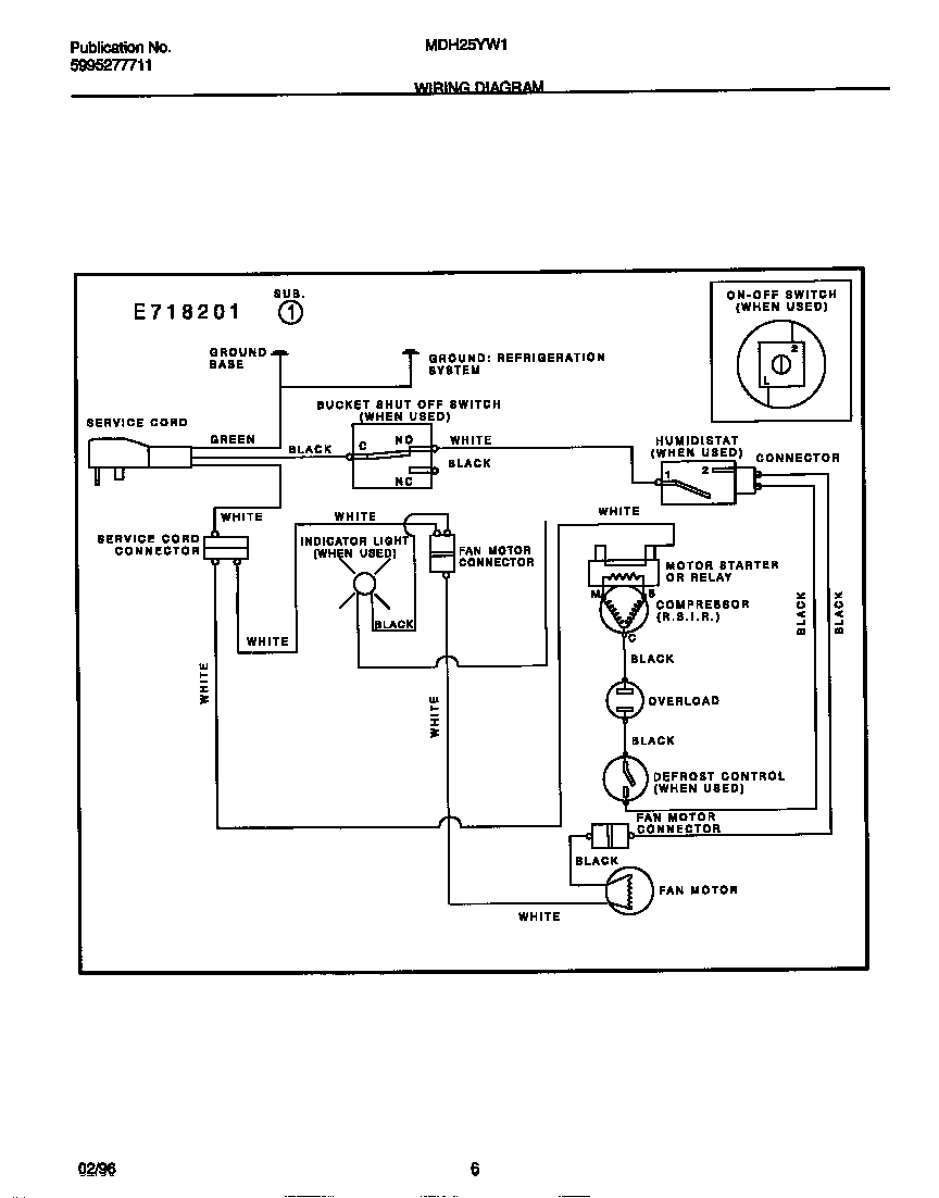 White-Westinghouse MDH25YW1 wiring diagram diagram