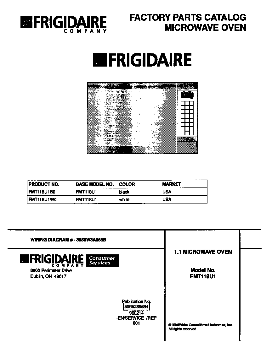 Frigidaire FMT118U1W0 cover diagram