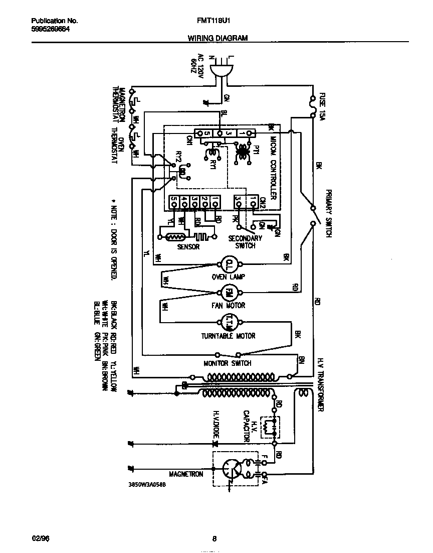 Frigidaire FMT118U1W0 wiring diagram diagram