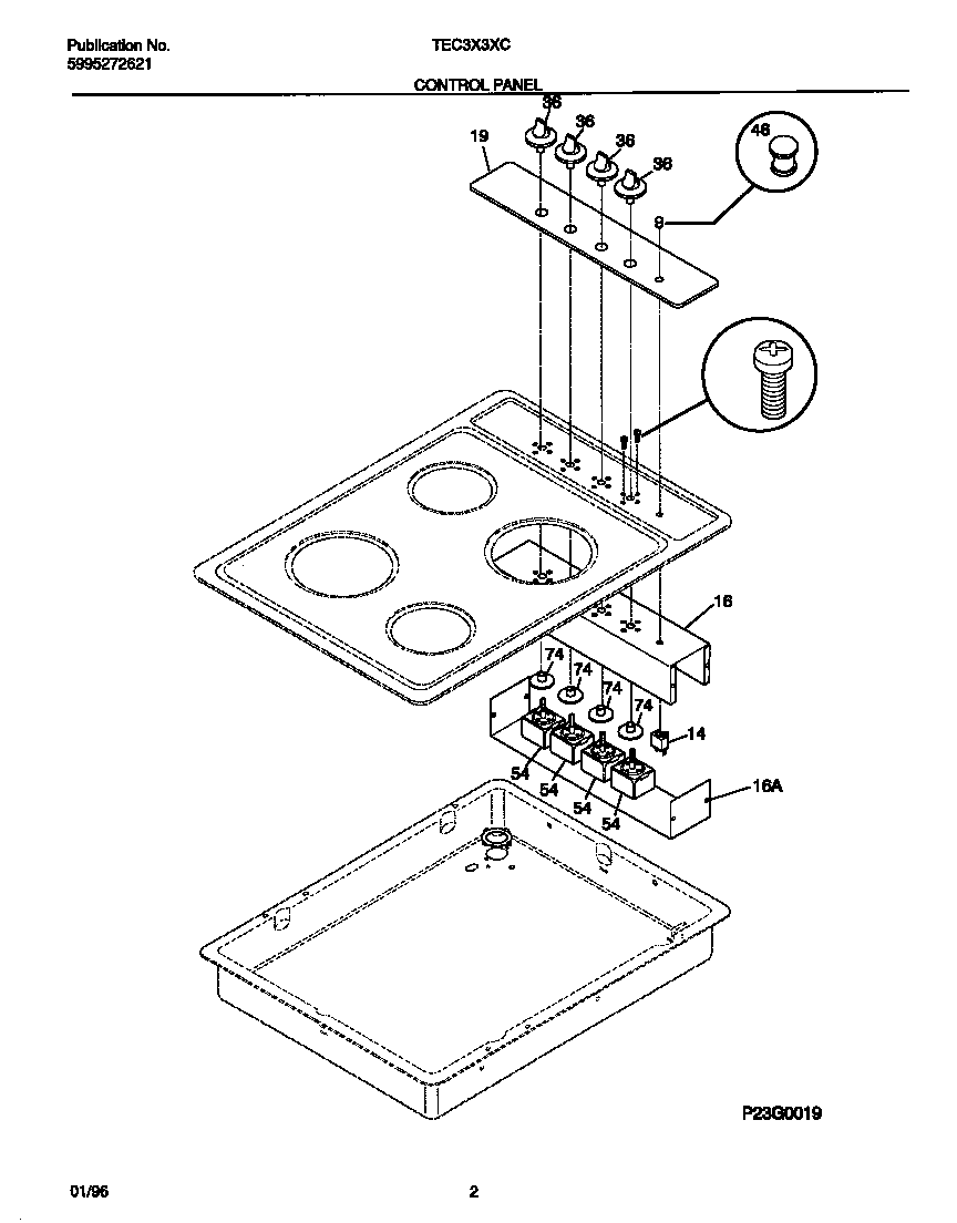 Tappan TEC3X3XCCA control panel diagram
