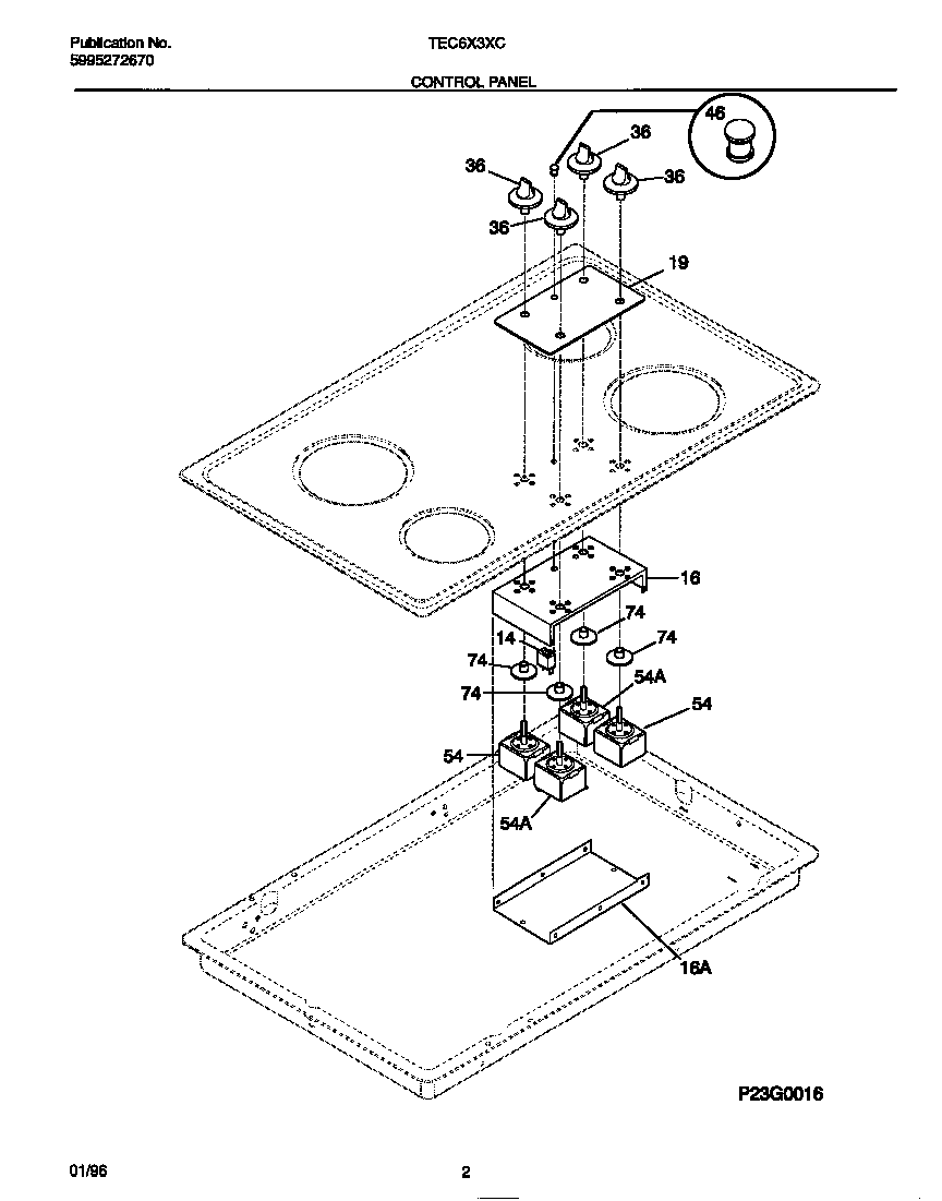Tappan TEC6X3XCDA control panel diagram