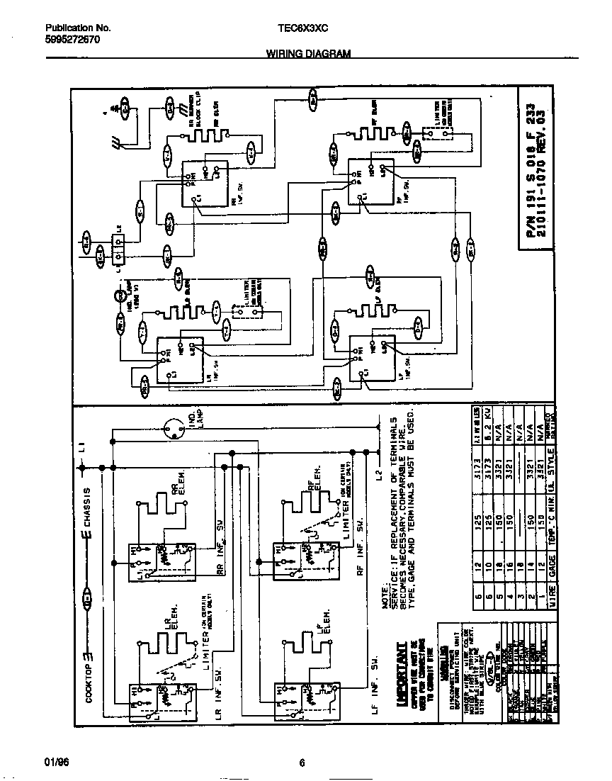 Tappan TEC6X3XCDA wiring diagram diagram
