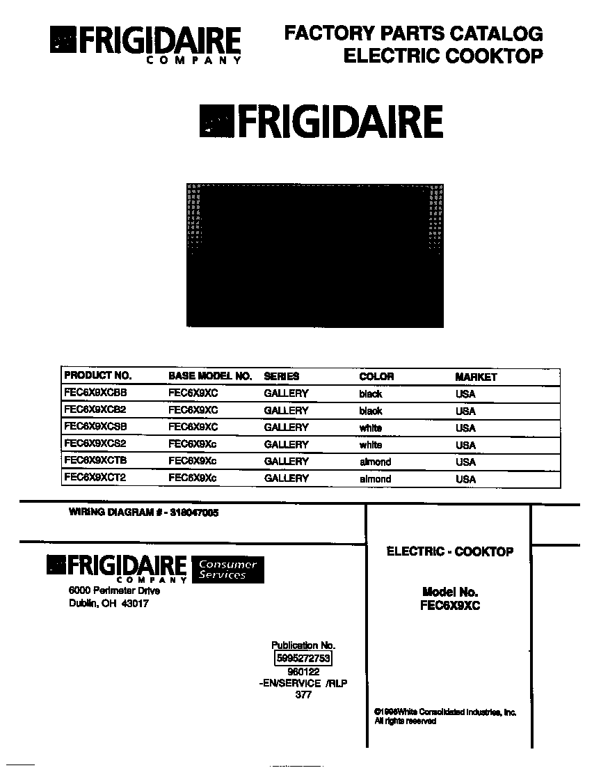 Frigidaire FEC6X9XCTB cover diagram