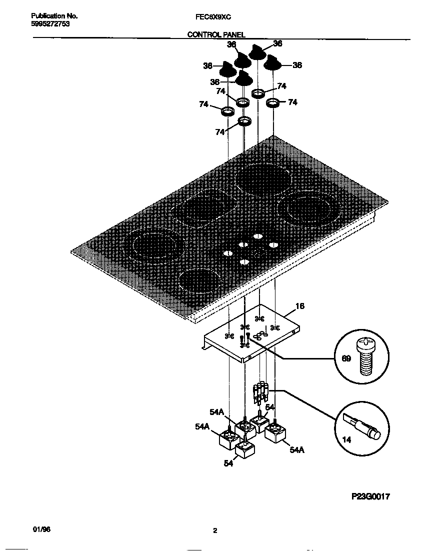 Frigidaire FEC6X9XCTB control panel diagram