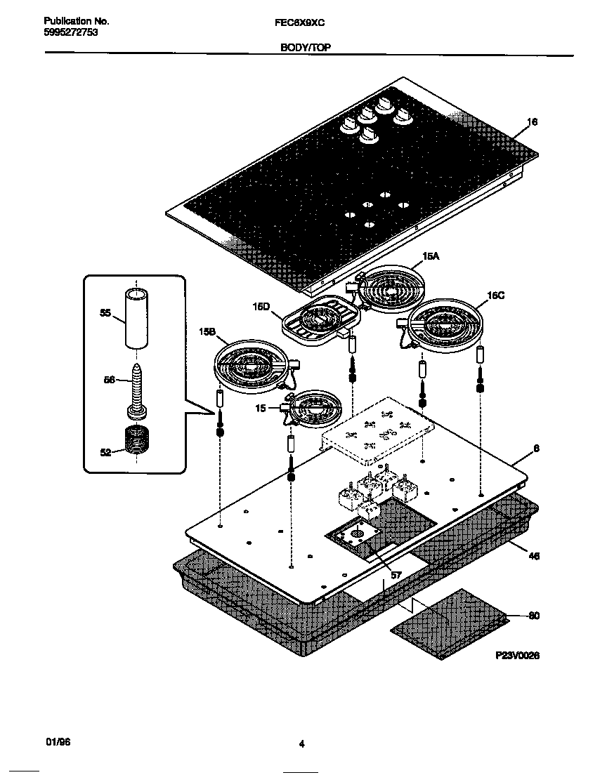 Frigidaire FEC6X9XCTB body/top diagram