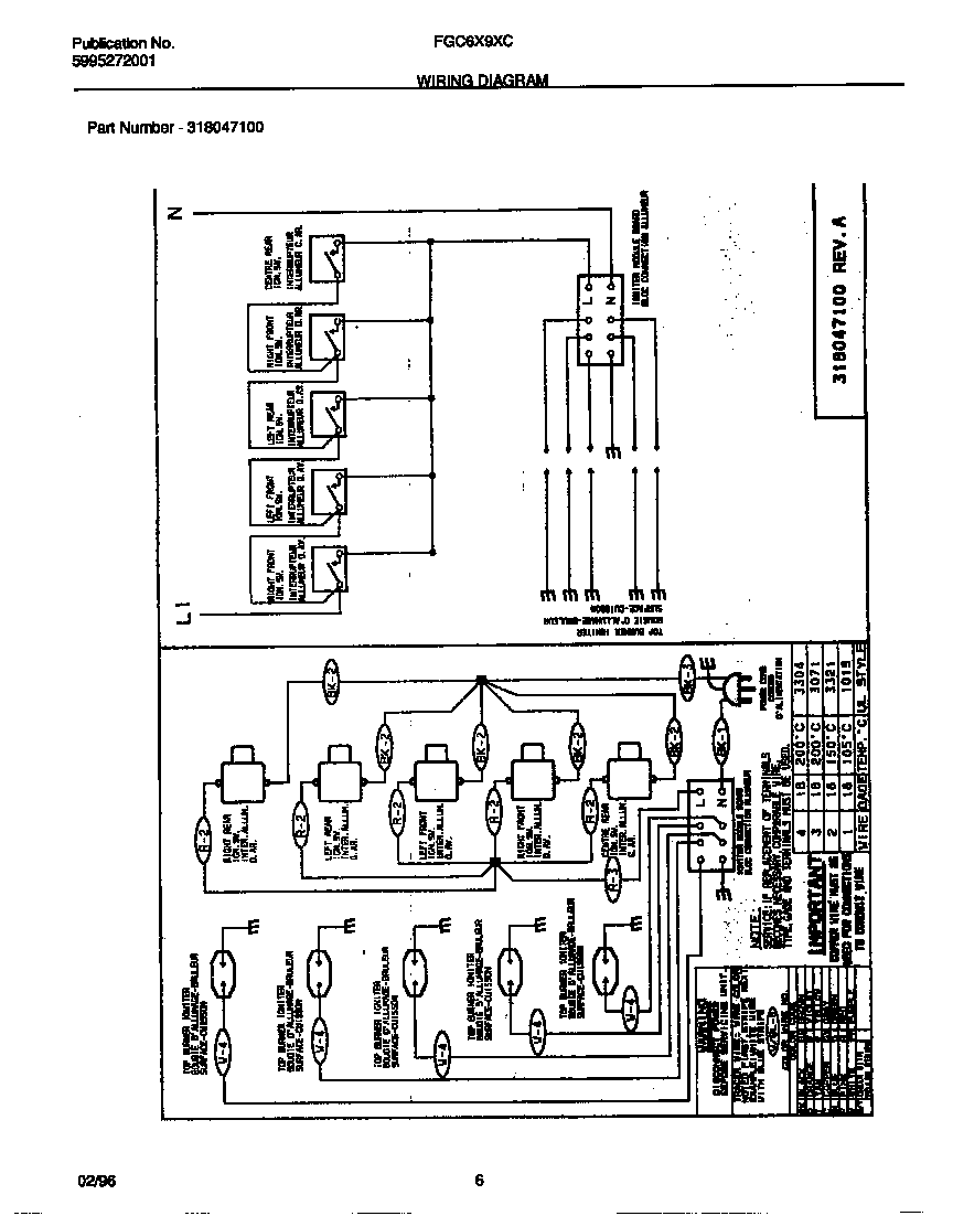 Frigidaire FGC6X9XCT1 wiring diagram diagram