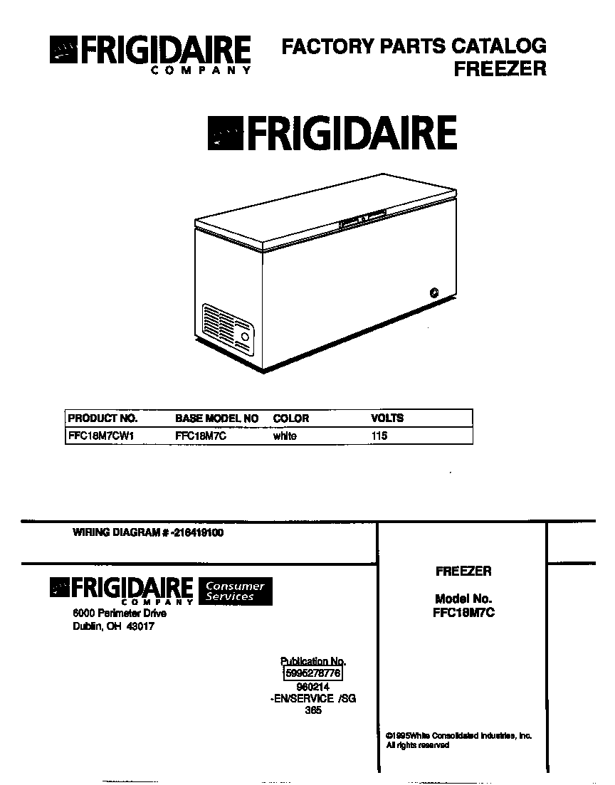 Frigidaire FFC18M7CW1 cover diagram