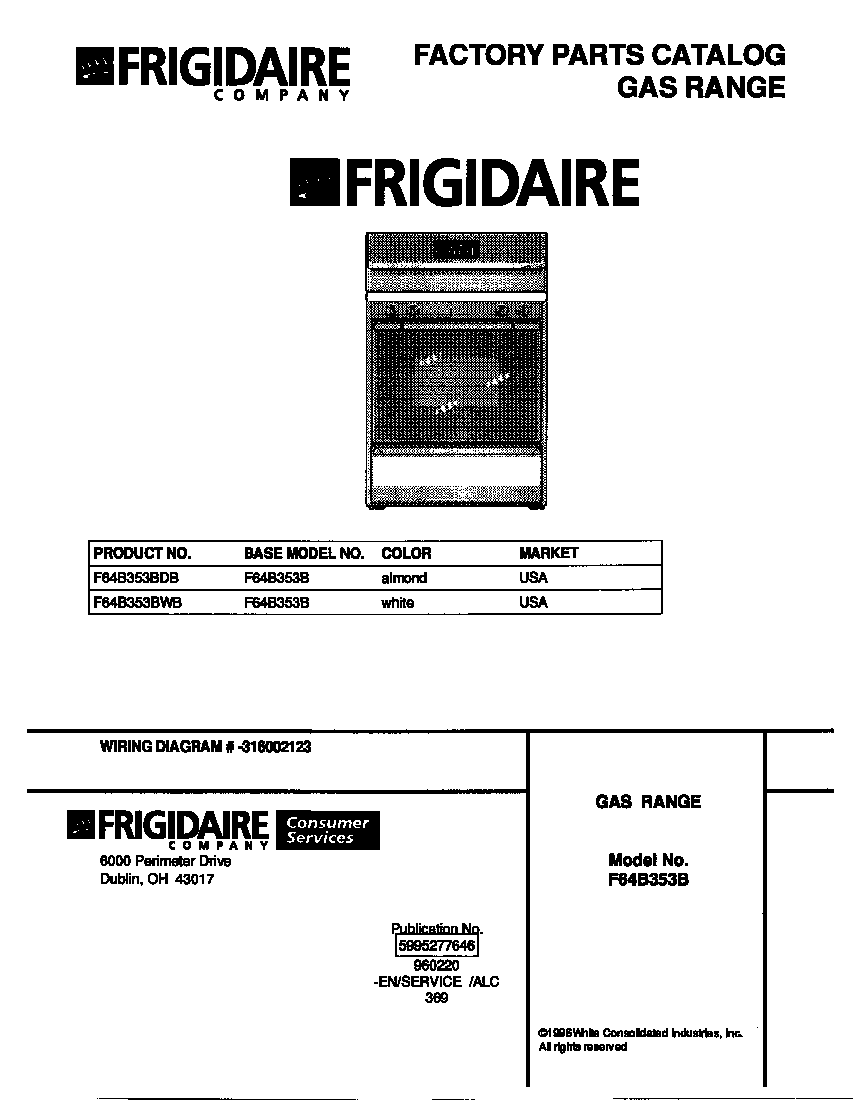 Frigidaire F64B353BDB cover diagram