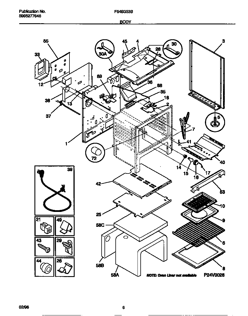 Frigidaire F64B353BDB body diagram