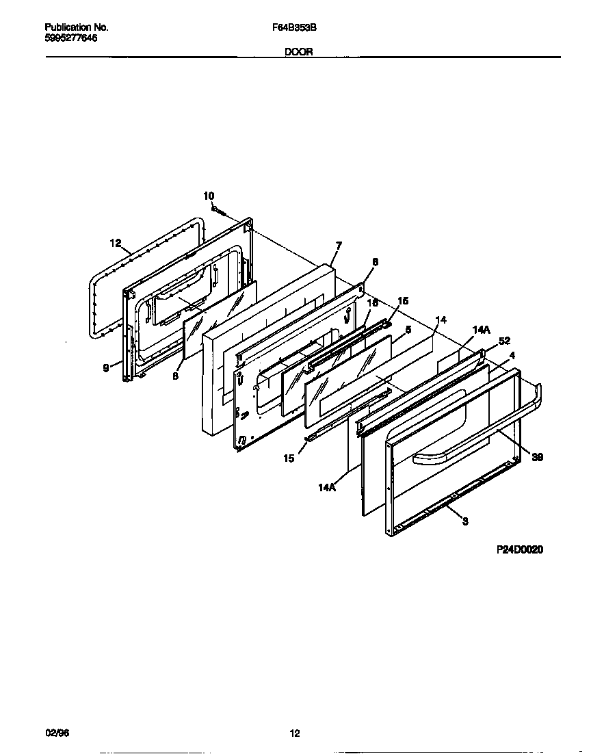 Frigidaire F64B353BDB door diagram
