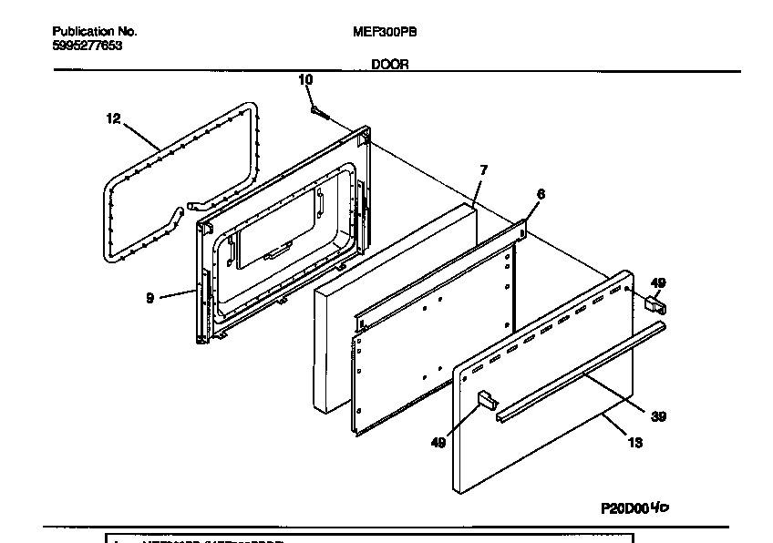 Universal/Multiflex (Frigidaire) MEF300PBDF door diagram