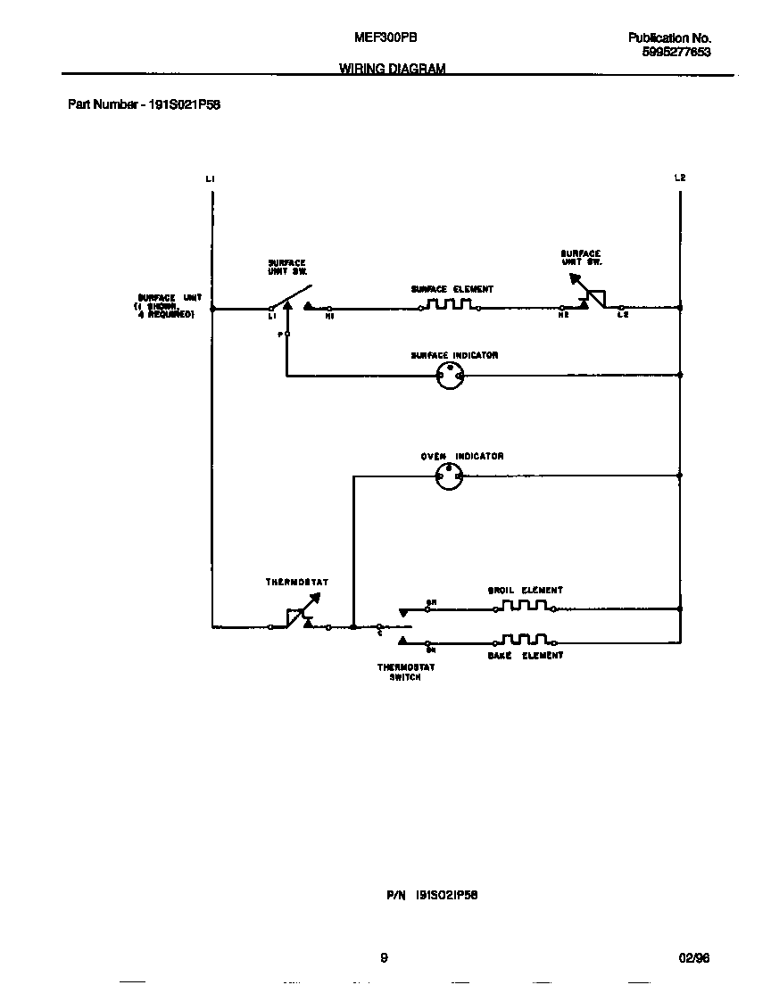 Universal/Multiflex (Frigidaire) MEF300PBDF wiring diagram diagram