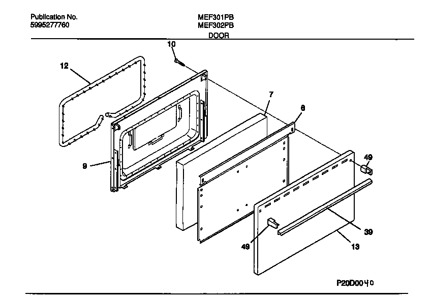 Universal/Multiflex (Frigidaire) MEF301PBWG door diagram