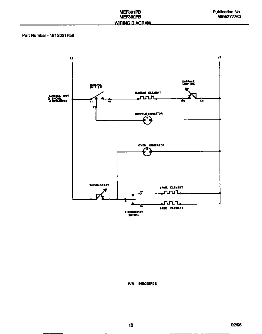 Universal/Multiflex (Frigidaire) MEF301PBWG wiring diagram diagram