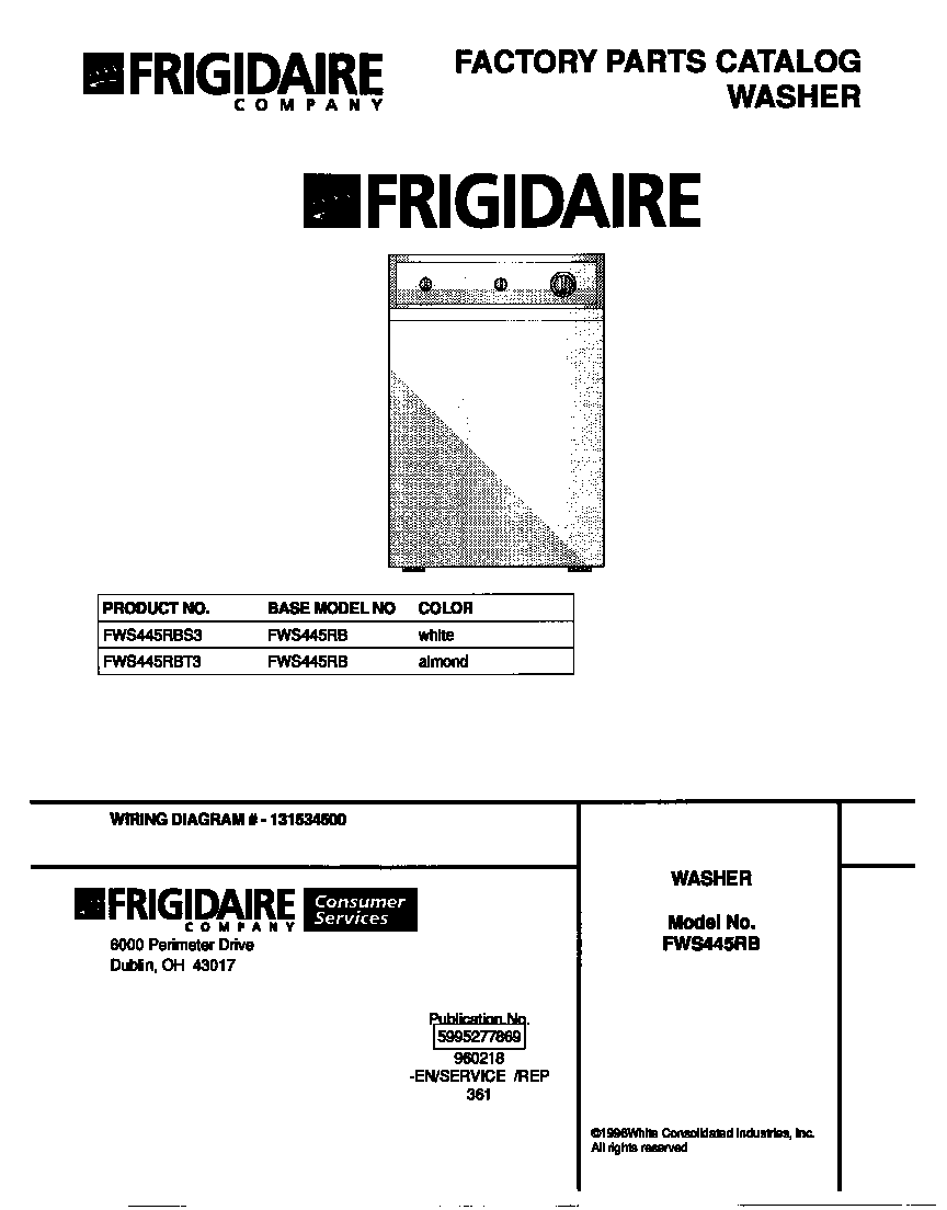 Frigidaire FWS445RBS3 cover diagram