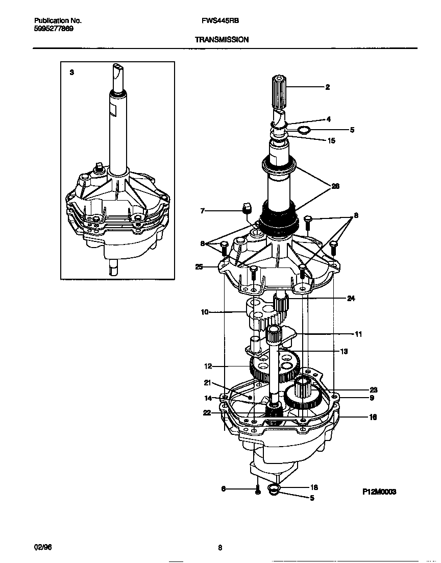 Frigidaire FWS445RBS3 transmission diagram
