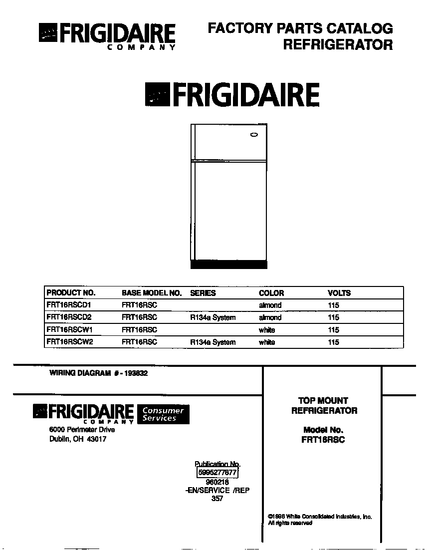Frigidaire FRT16RSCD1 cover diagram